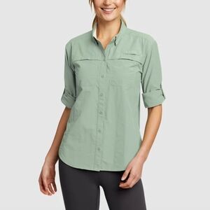 Eddie Bauer Women's Sage Green Button-Down Shirt
